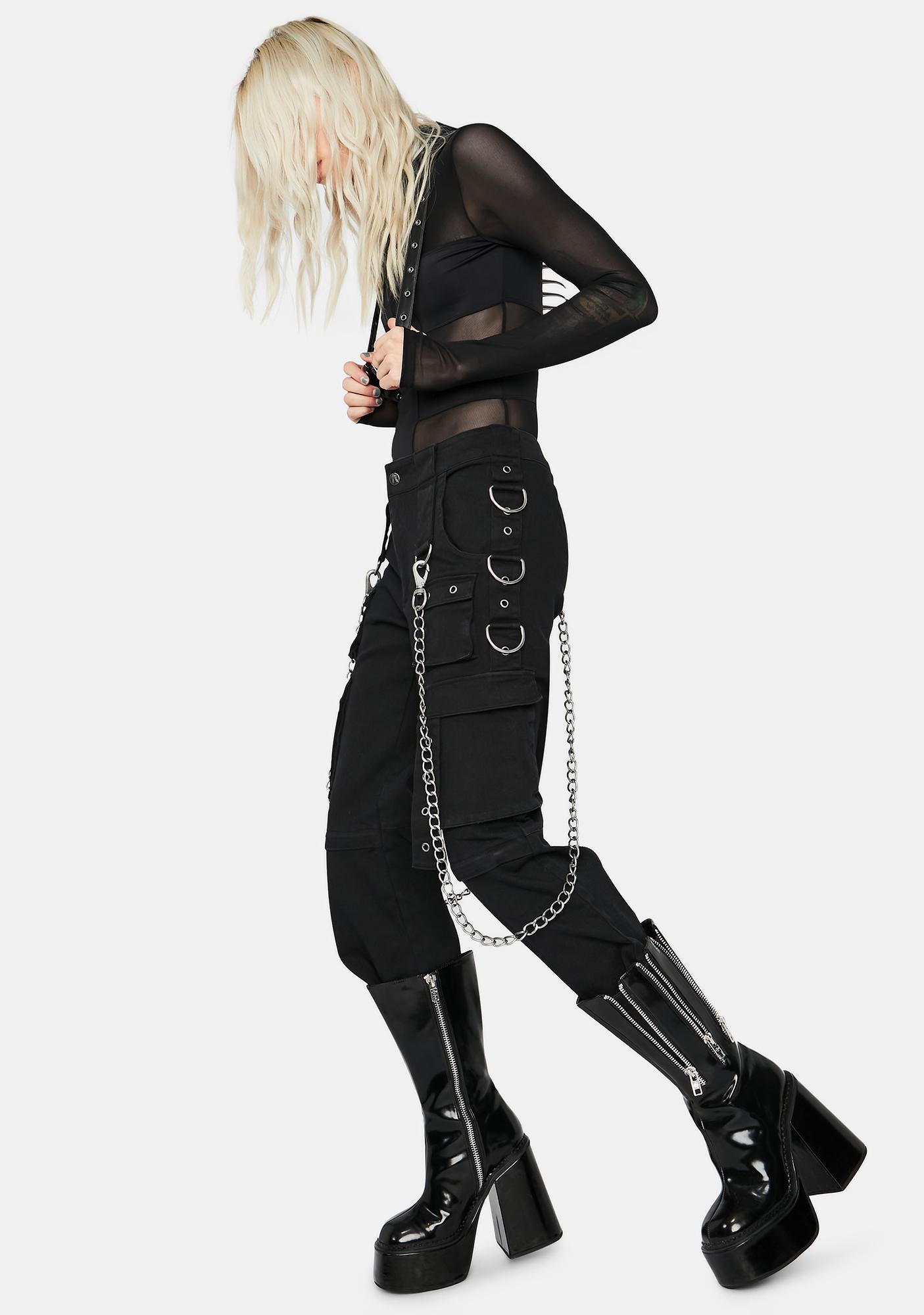 FAN ALL FLAMES Heavy Metal Rave Pants Dolls Kill