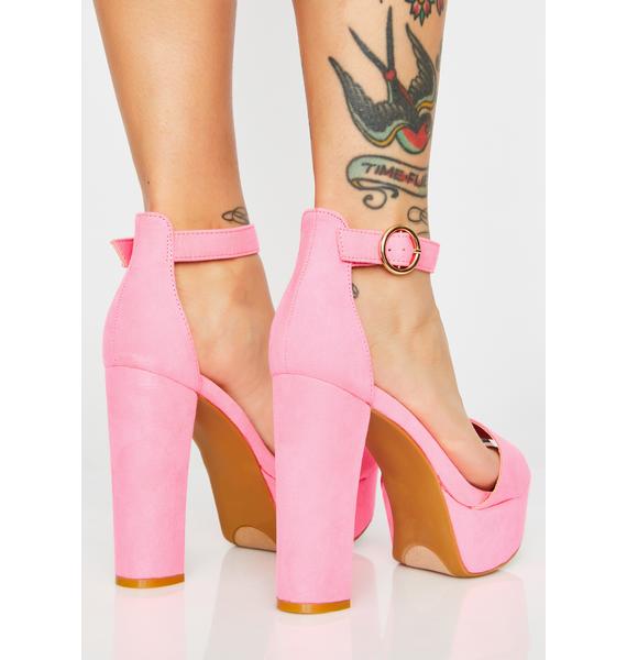 Platform Heels Chunky Vegan Buckle Pink | Dolls Kill