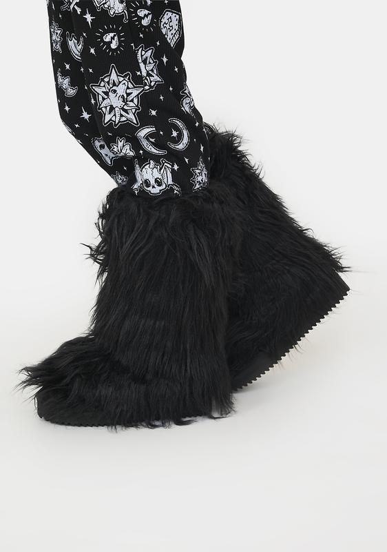black furry slipper boots