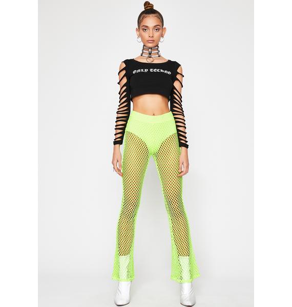 Neon Green Flared Pants Dolls Kill