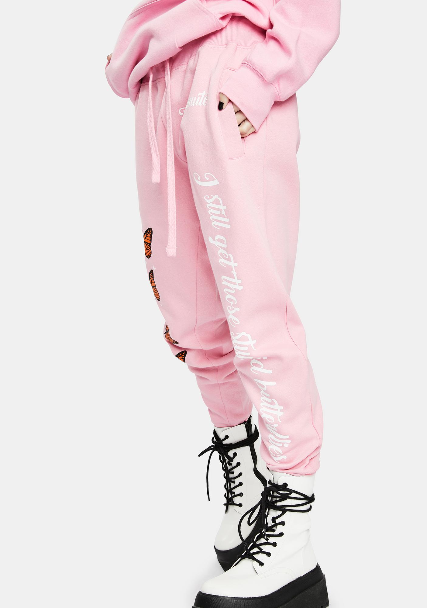 pink butterfly sweatpants