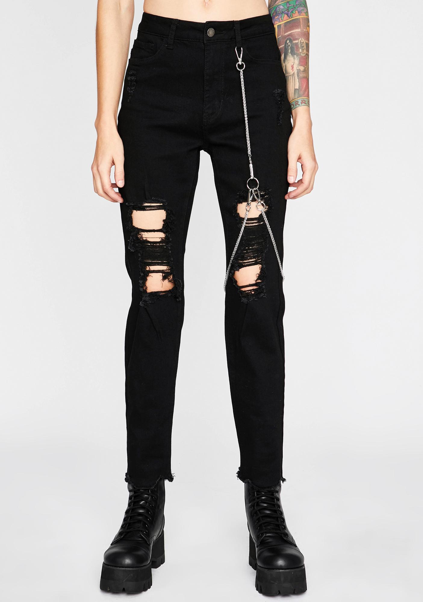 chained ripped jeans