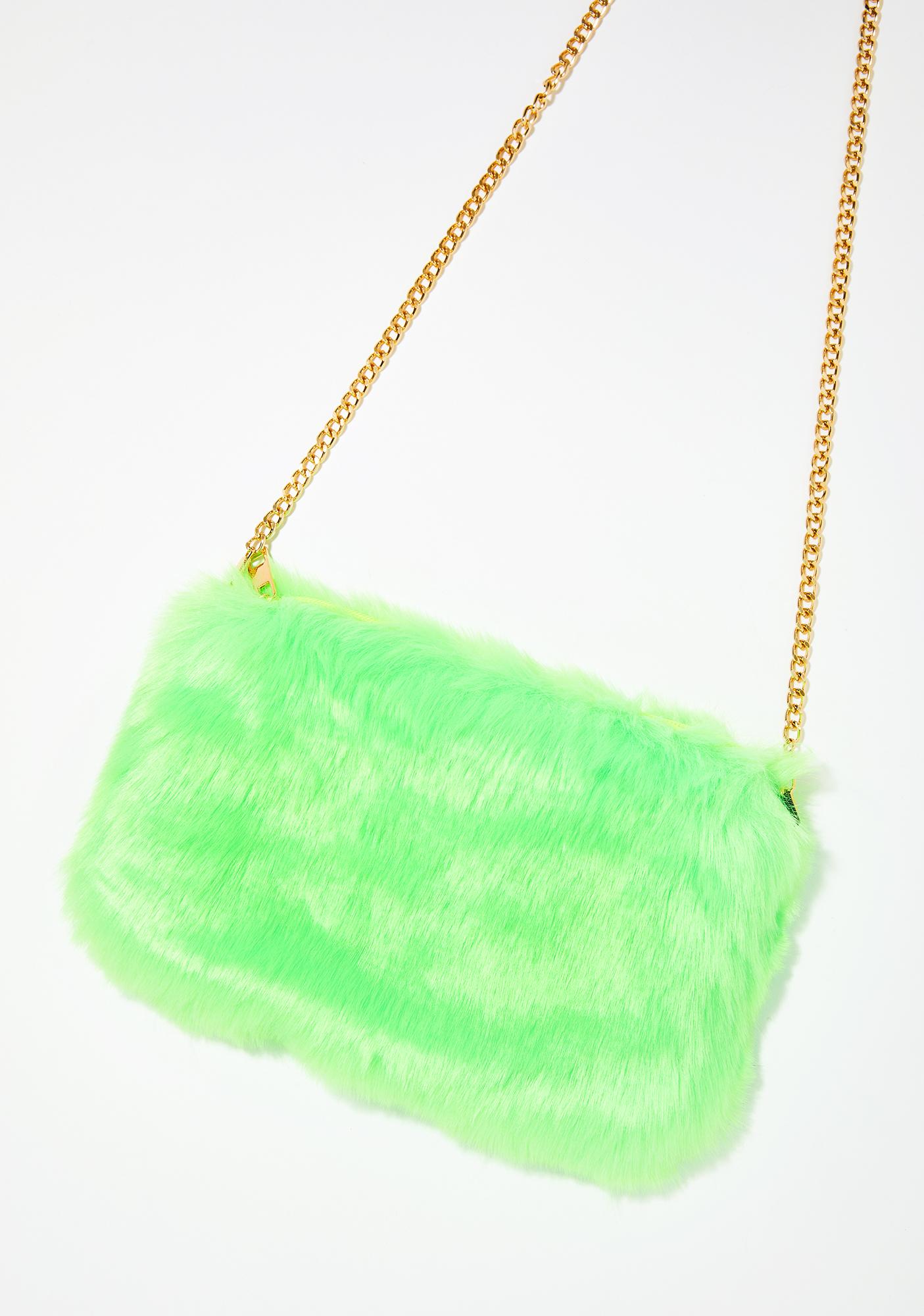 green fur purse