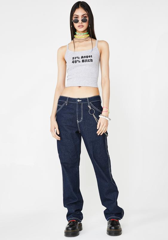 thrasher black side chain crop tank