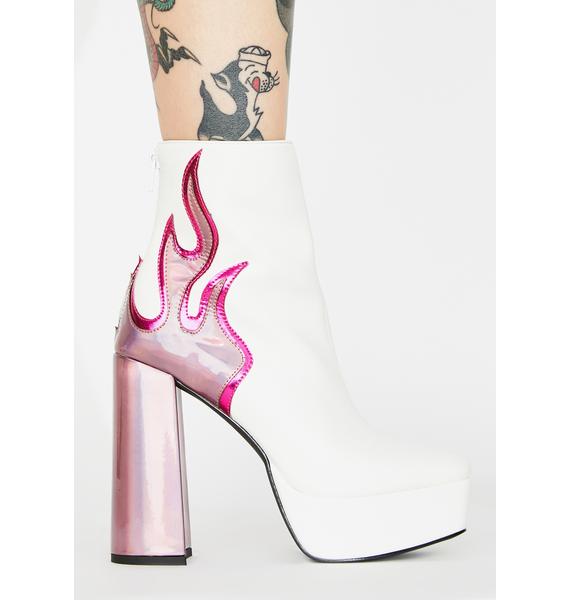 White ablaze platform boots Clearance