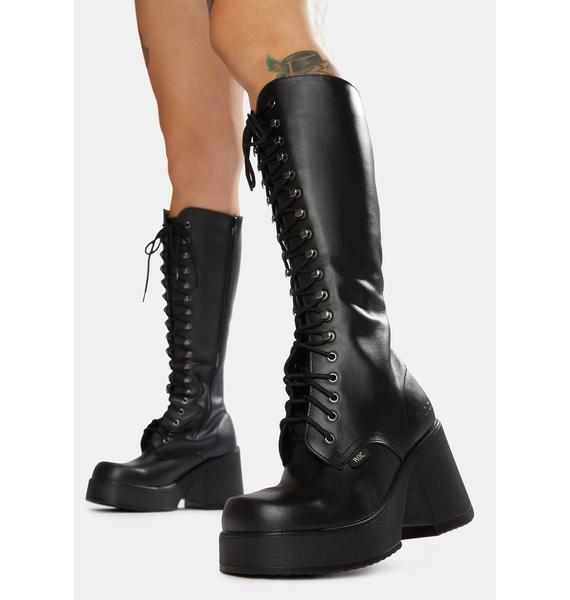 roc knee high lace up boots