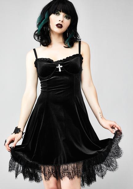 Widow Lace Overlay Slip Dress - Black/Purple | Dolls Kill