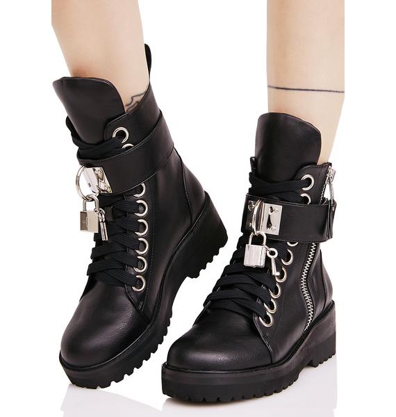 Current Mood Lock 'N Key Boots | Dolls Kill