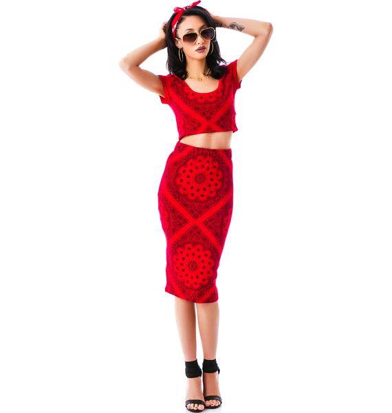 Compton Bandana Midi Skirt Dolls Kill