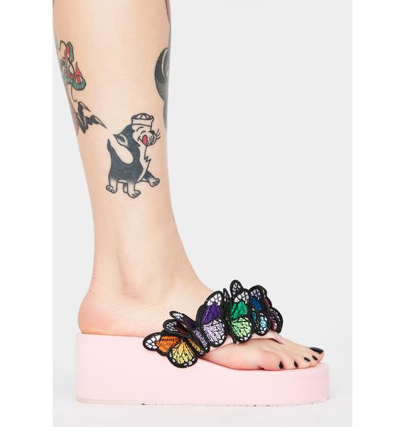 Delia's Butterfly Platform Sandals - Light Pink | Dolls Kill