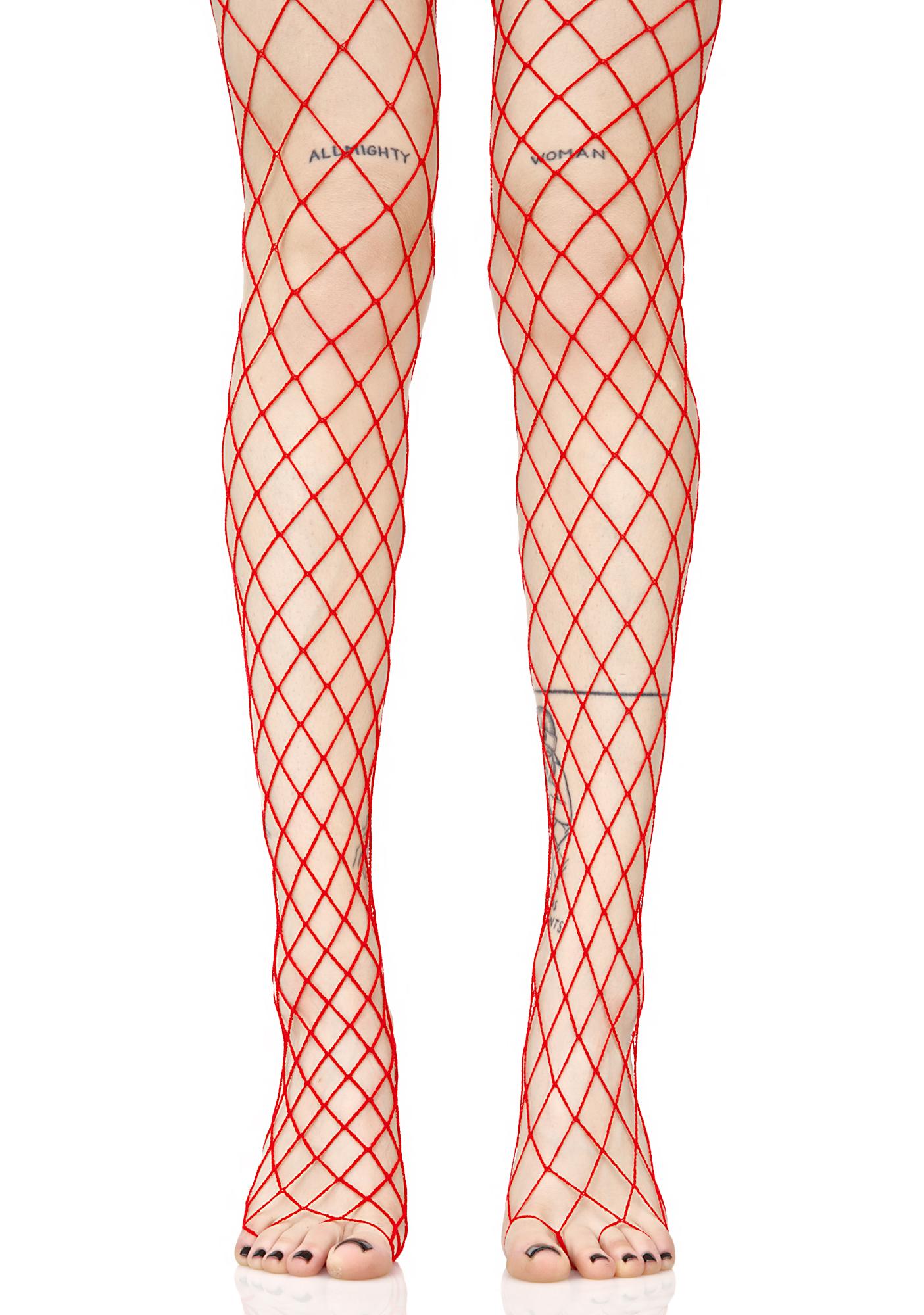 Red Fishnet Stockings | Dolls Kill