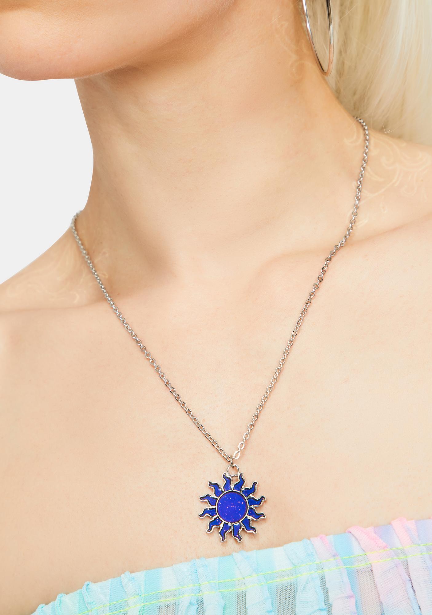 Mood Changing Sun Pendant Necklace 