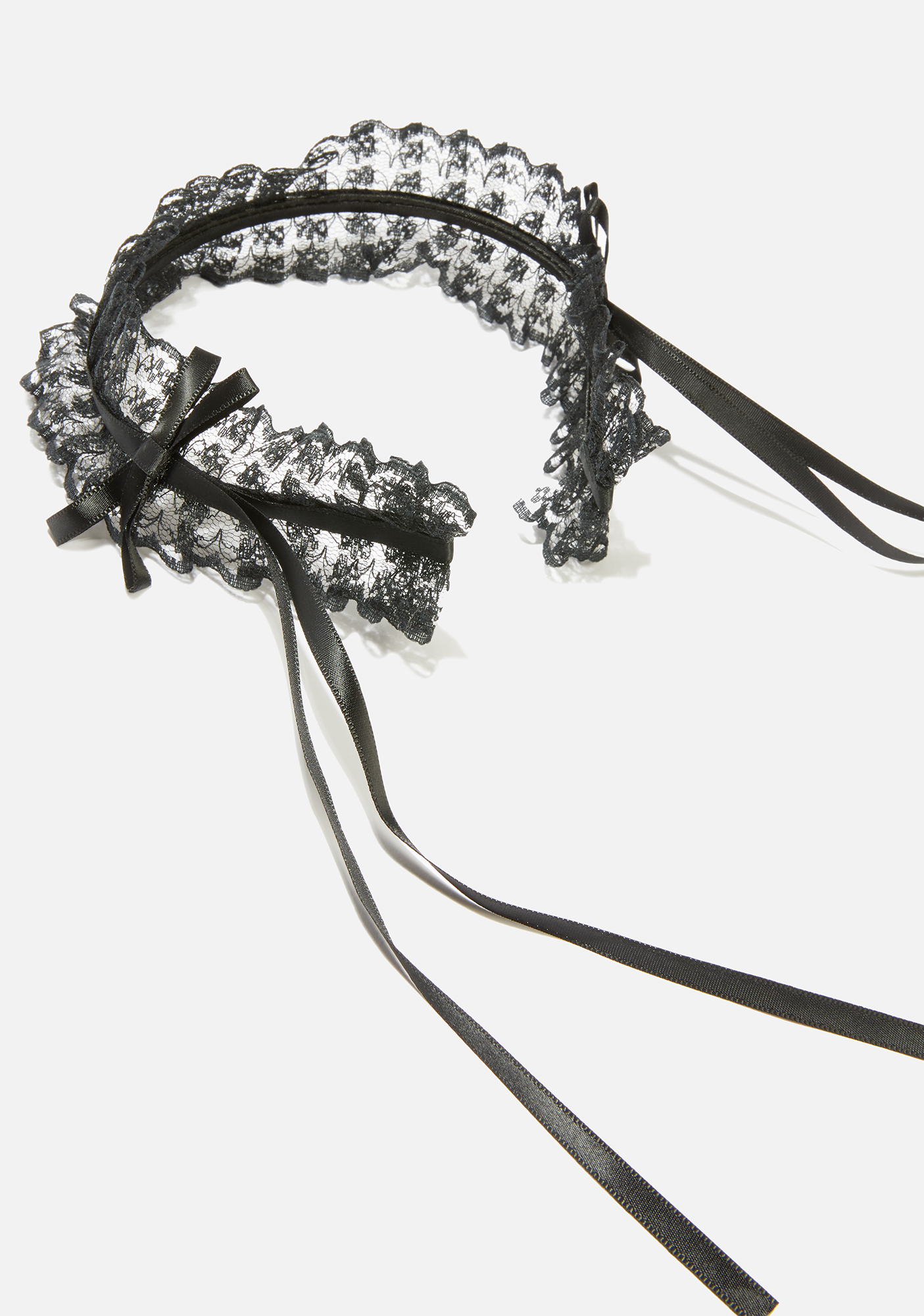 Gothic Lolita Sheer Ruffle Lace Headband - Black | Dolls Kill