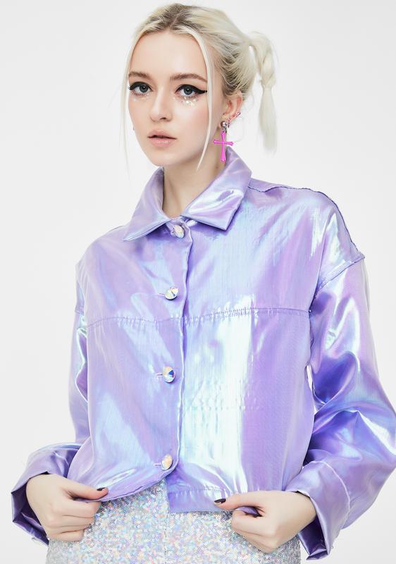 purple iridescent jacket