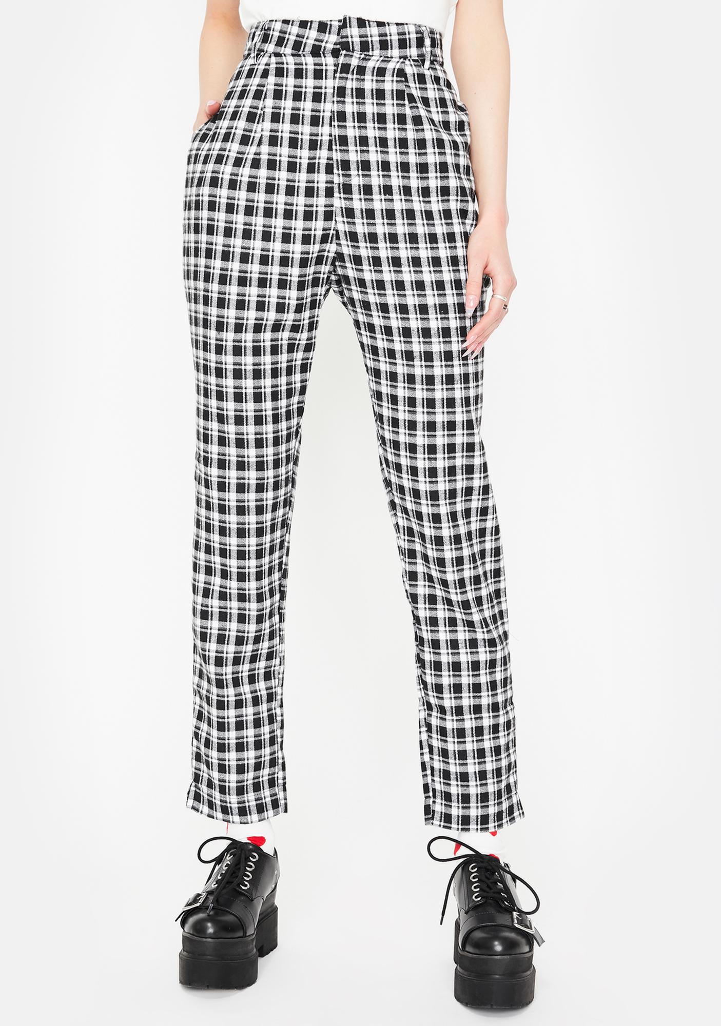 black & white check pants