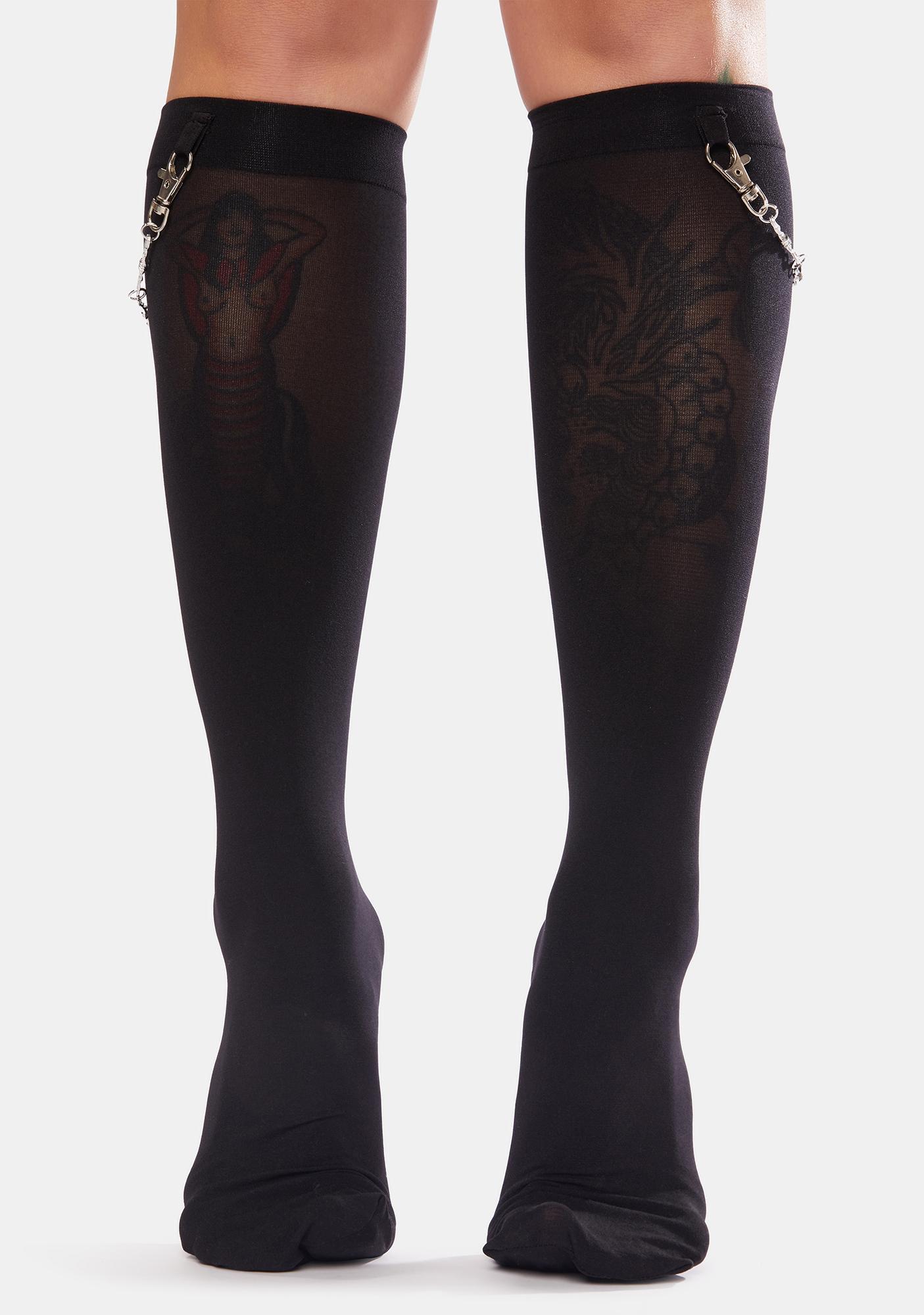 Barbed Wire Chain Knee High Socks | Dolls Kill