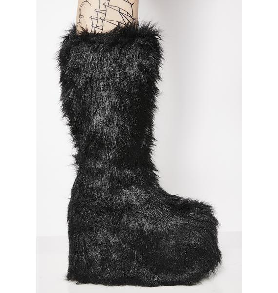 Party Monster Fuzzy Platform Boots | Dolls Kill