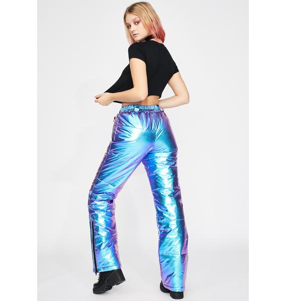 metallic blue pants