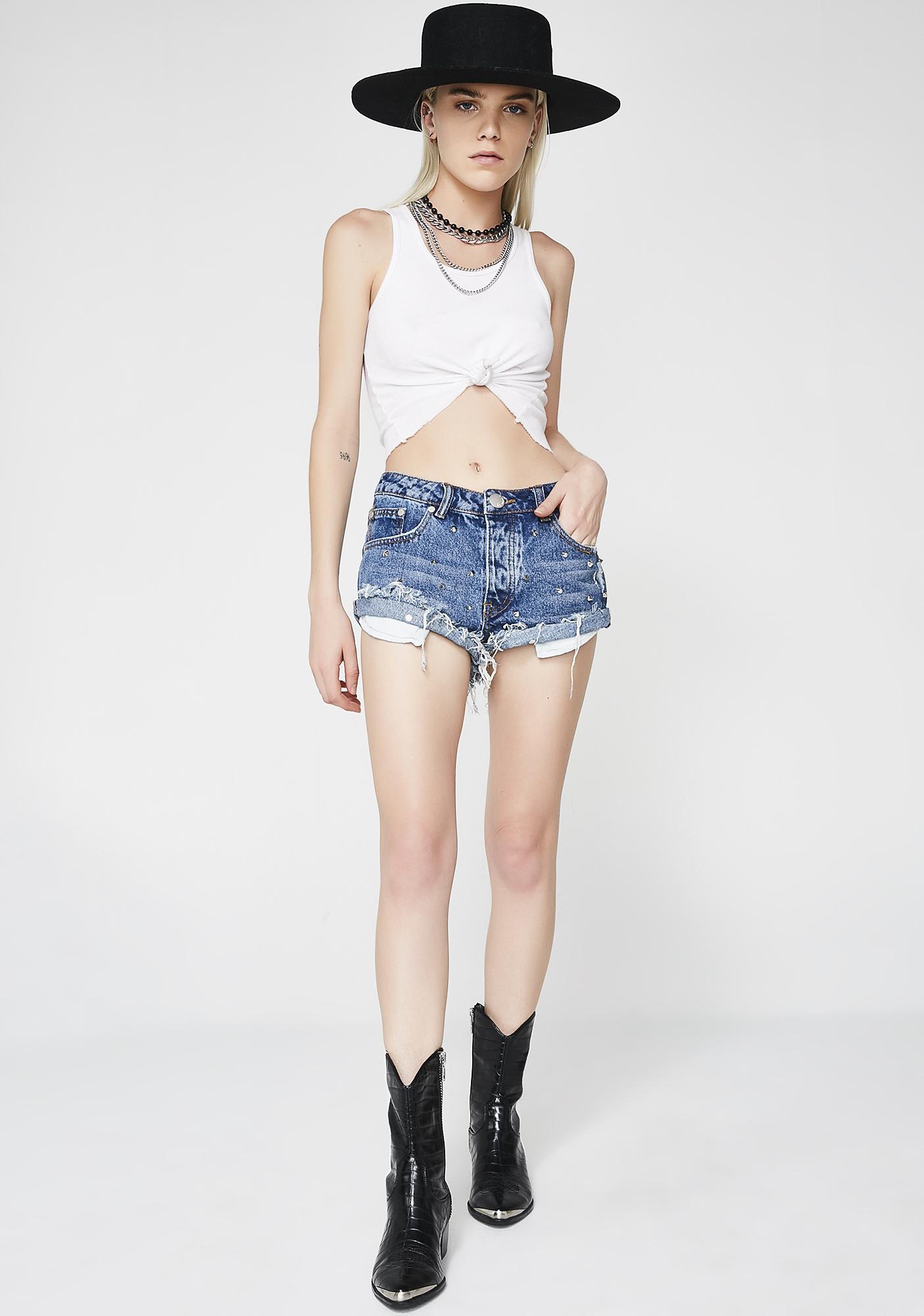 denim shorts with studs