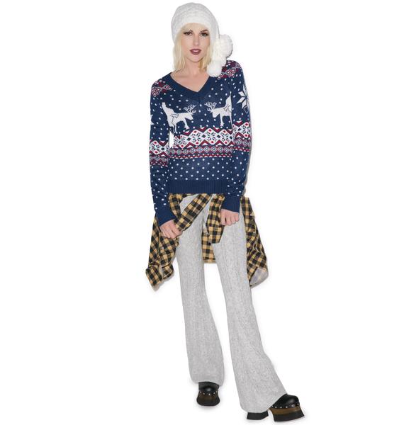 Tipsy Elves Reindeer Climax Vneck Sweater Dolls Kill 4600