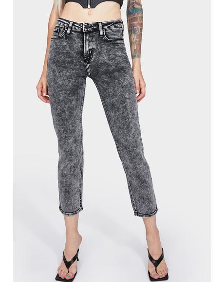 Acid Wash Basic Mom Jeans