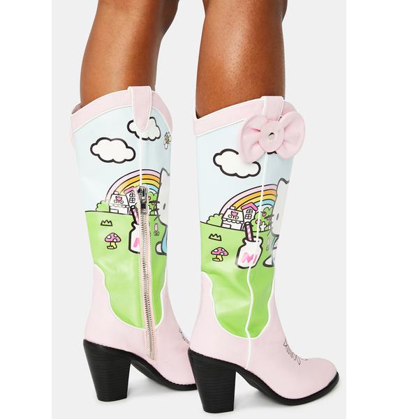 Dolls Kill Hello Kitty Rainbow Cowboy Boots Pastel Kawaii Dolls Kill