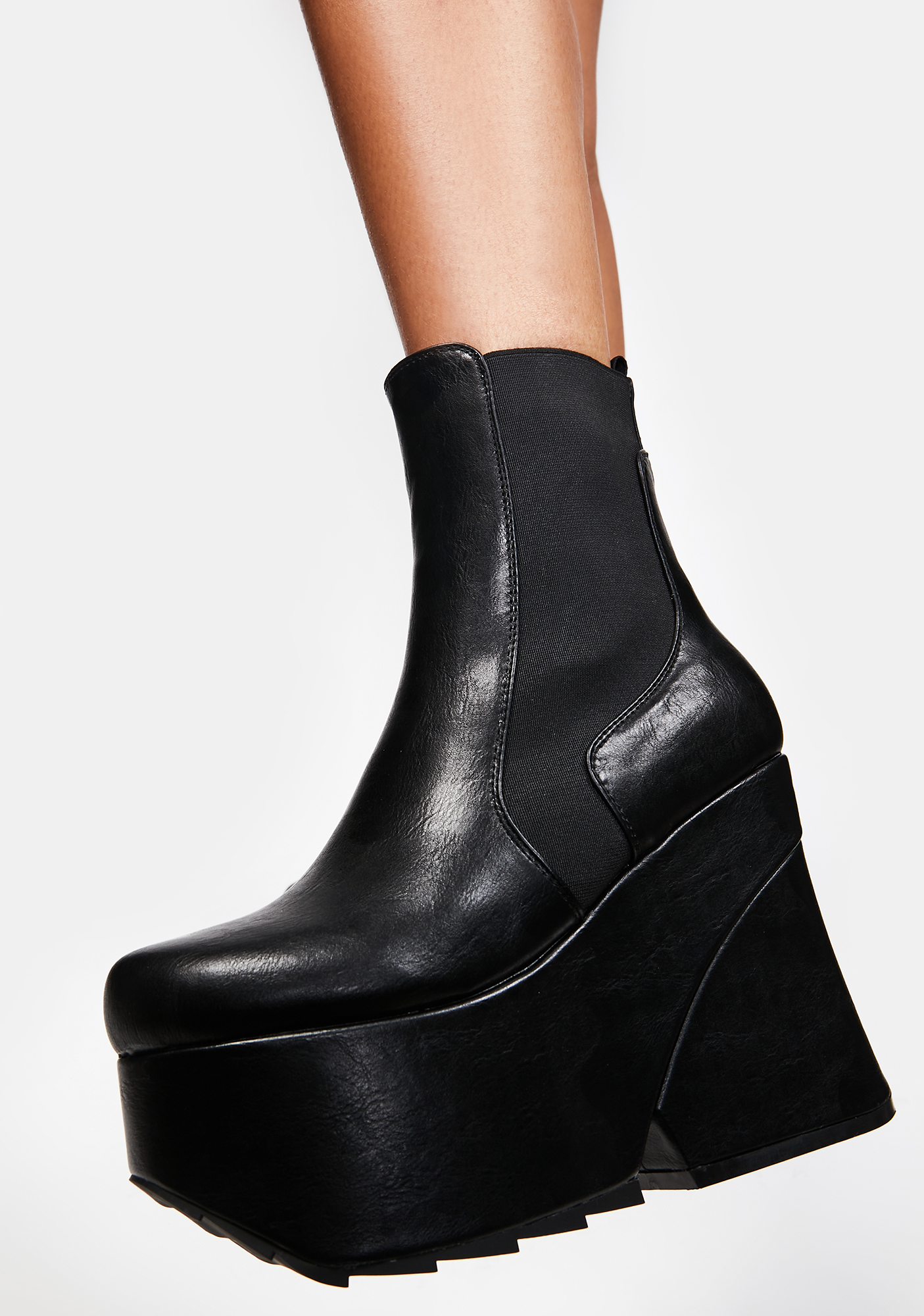 lamoda black chunky platform chelsea boots