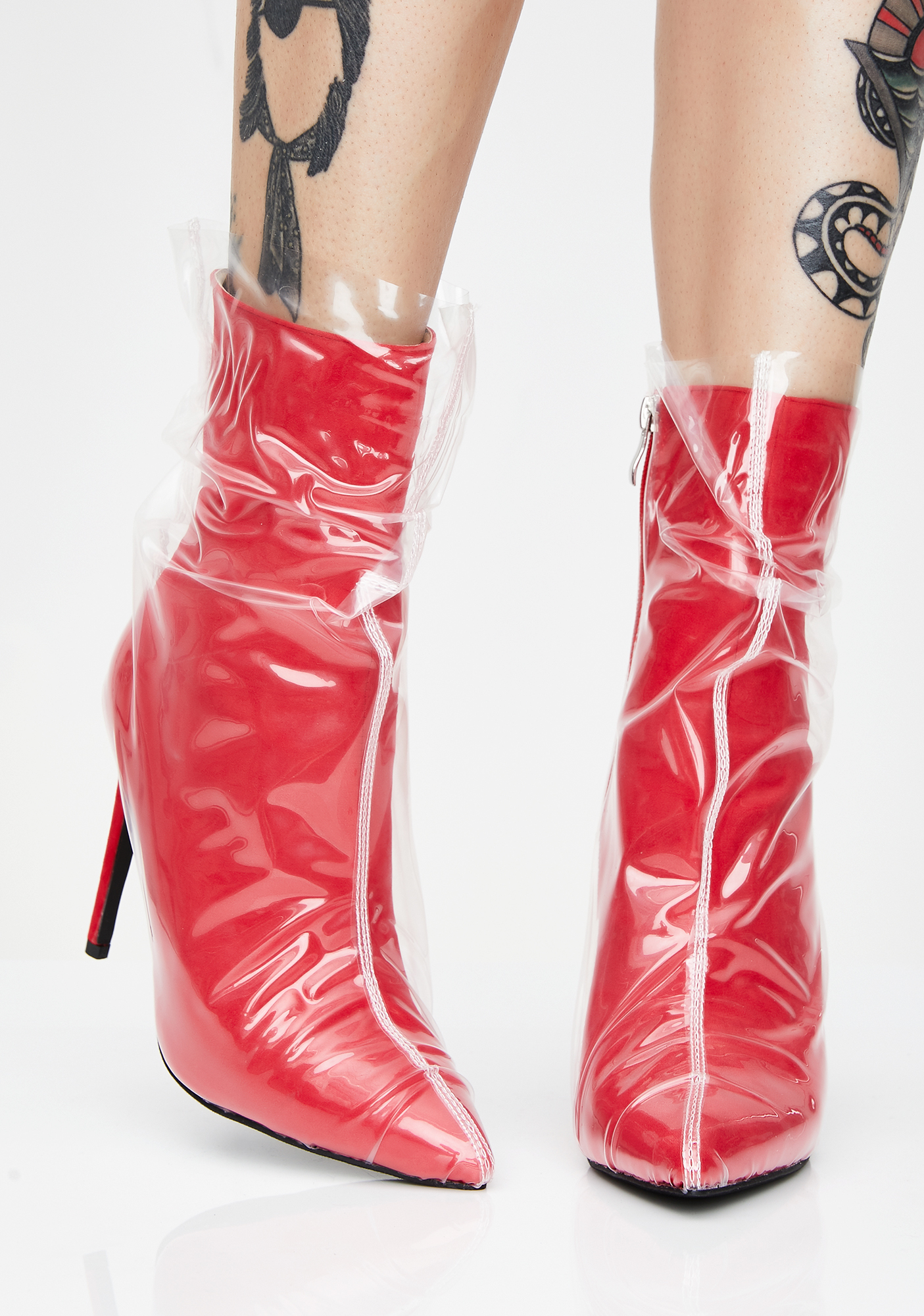 red clear booties
