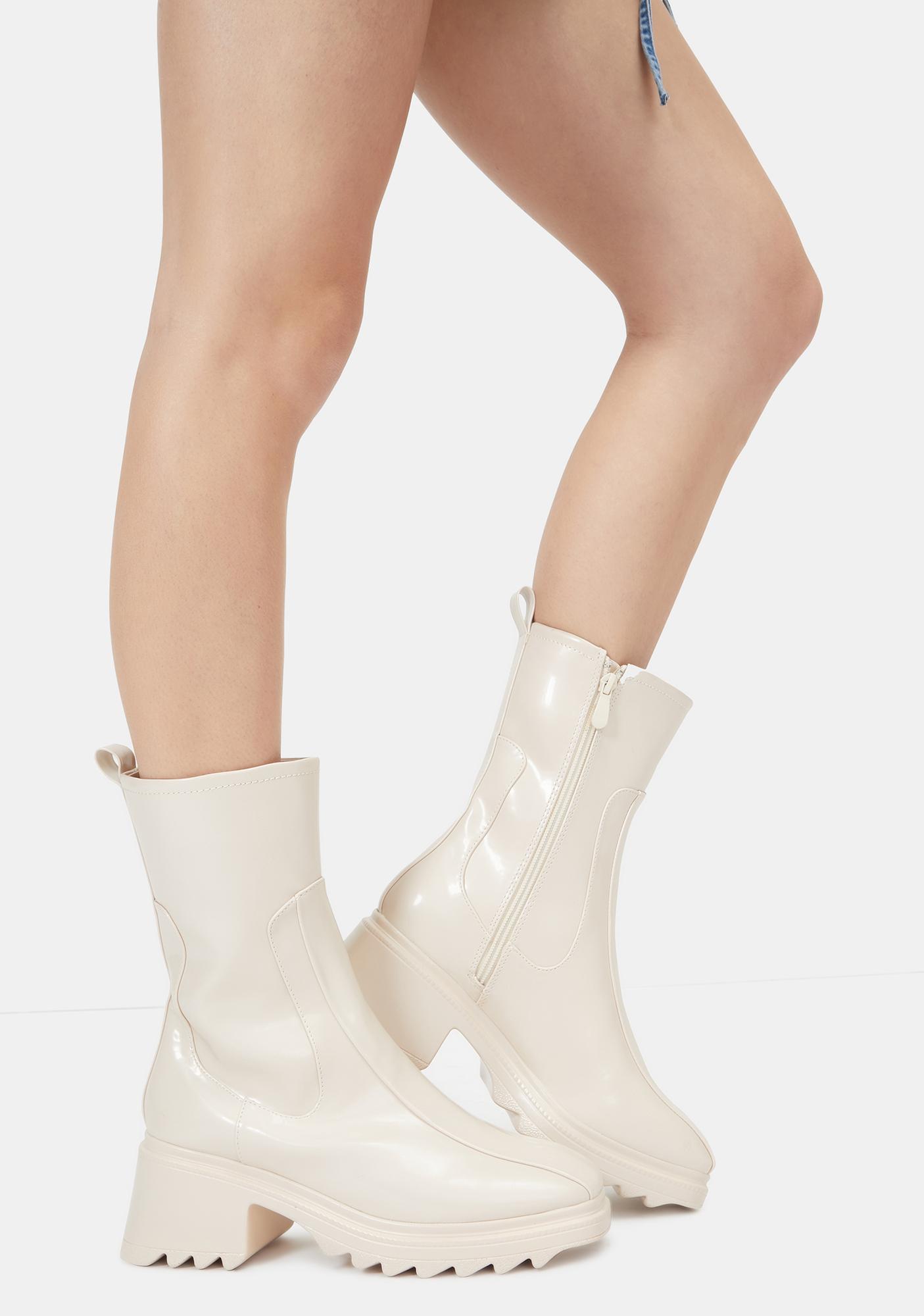 black mid calf rain boots