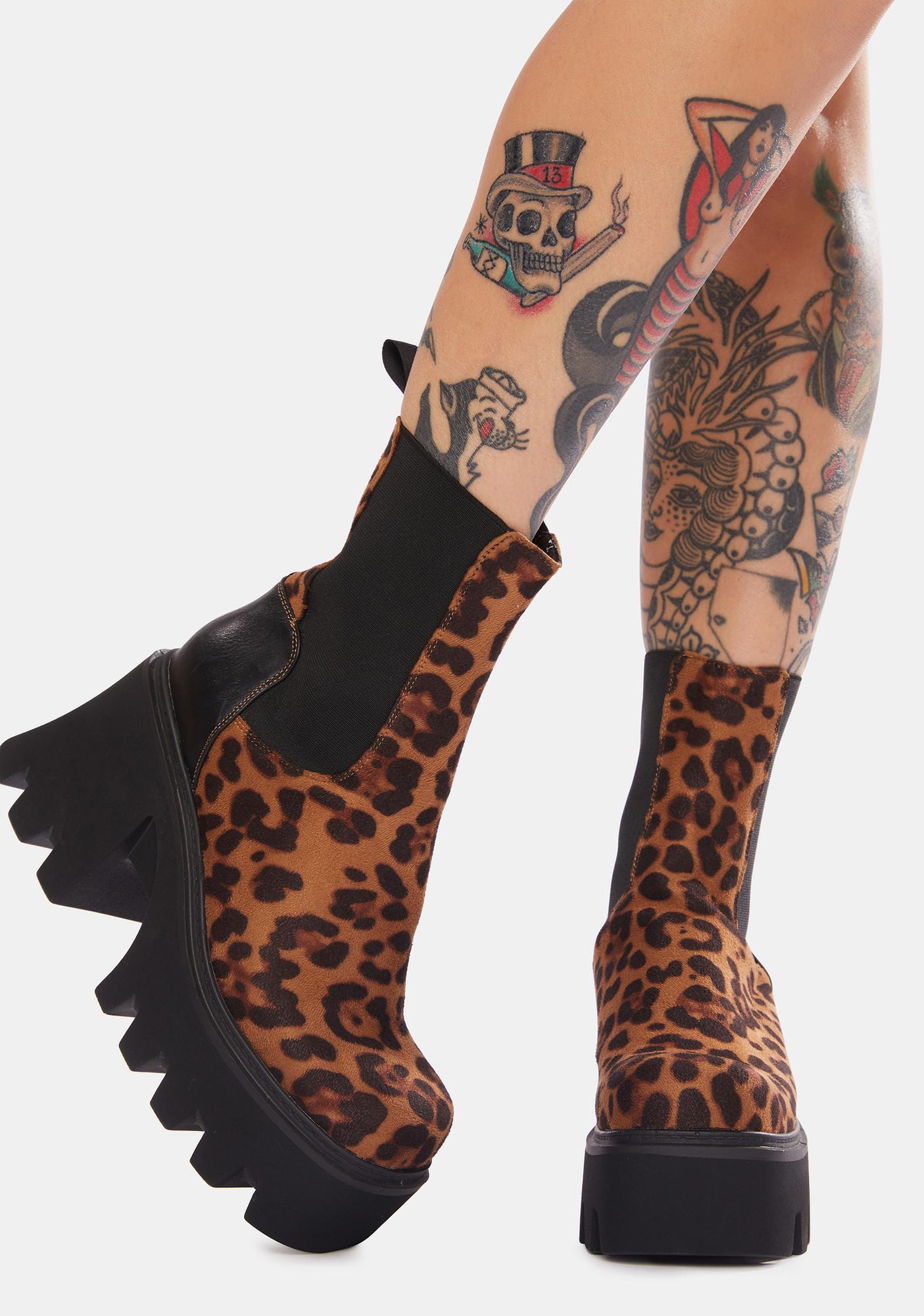 lamoda chunky creeper boots with pink hearts