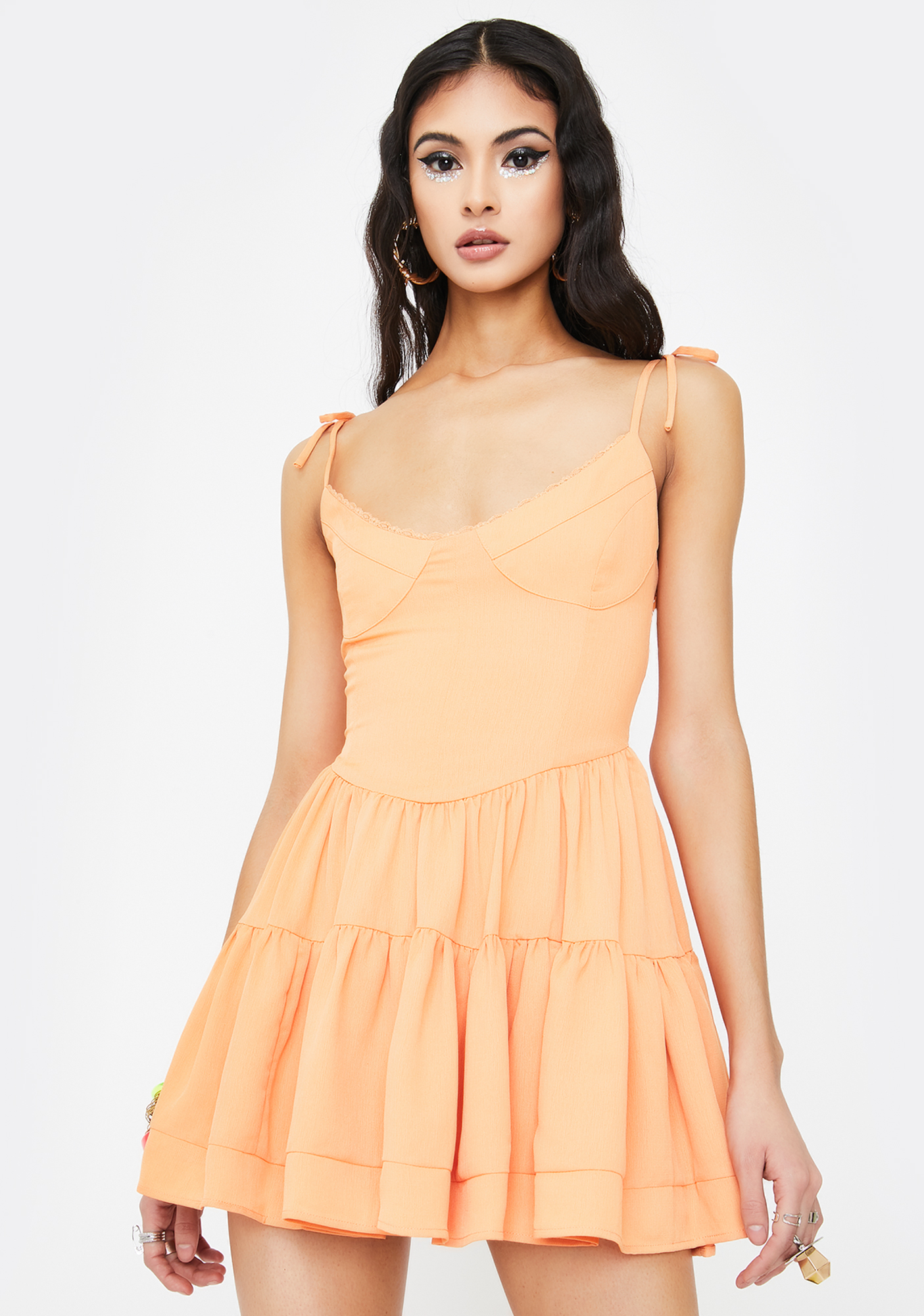 sunburst fan faux wrap dress