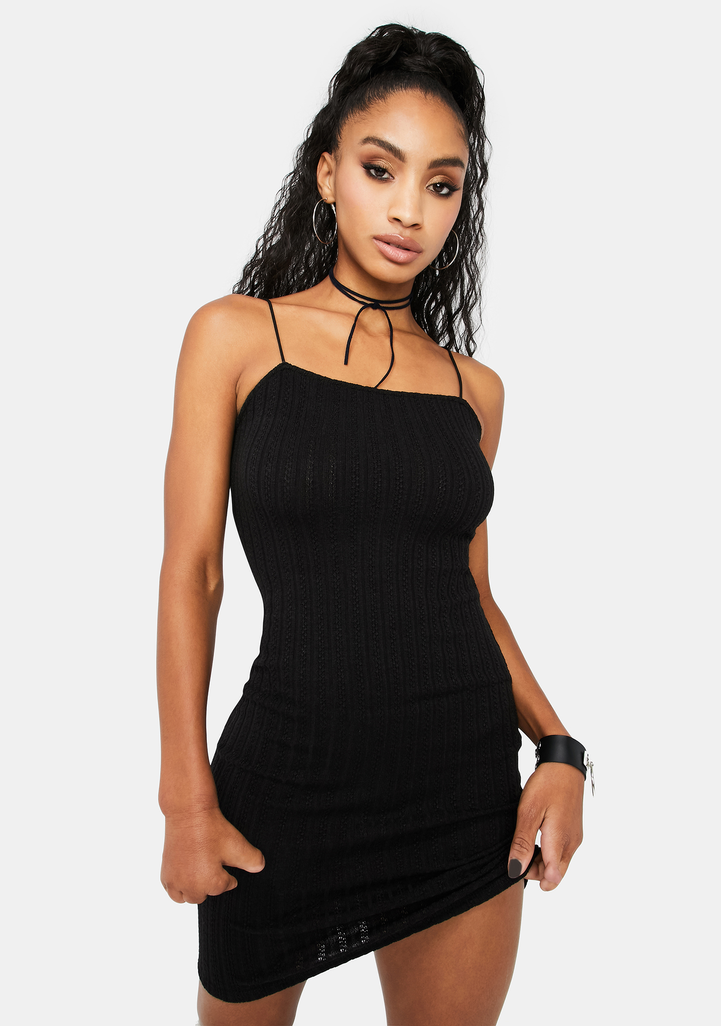 Bodycon Spaghetti Strap Mini Dress Black Dolls Kill