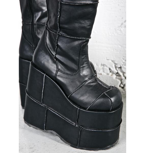 Demonia Stack Patched Platform Boots | Dolls Kill