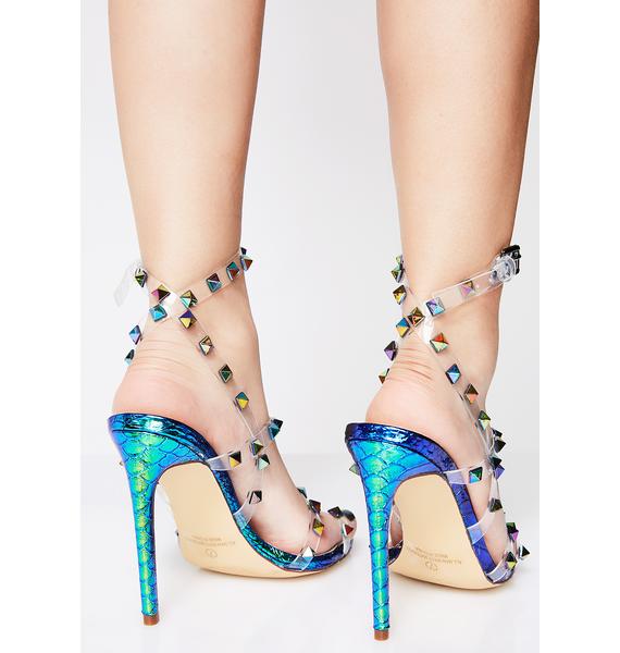 clear strap studded heels