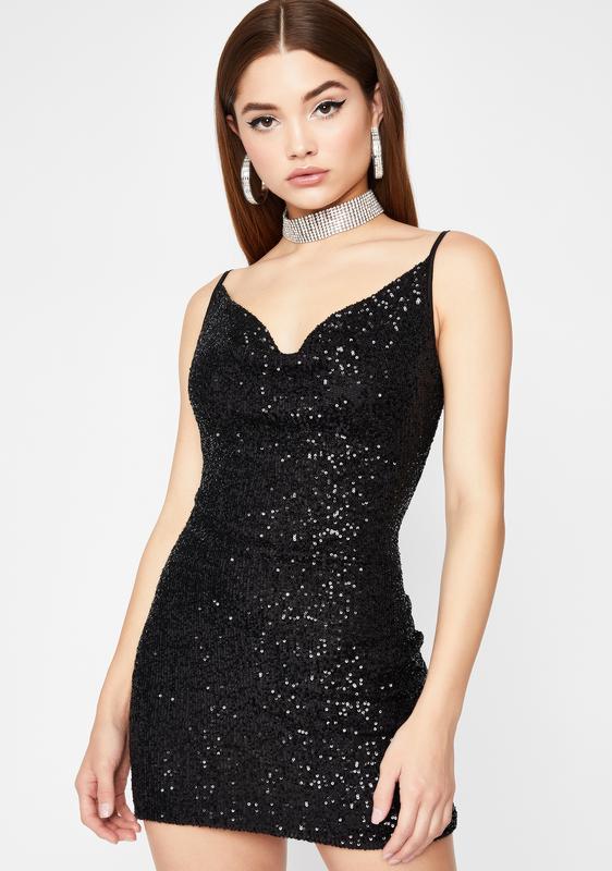 black glitter mini dress
