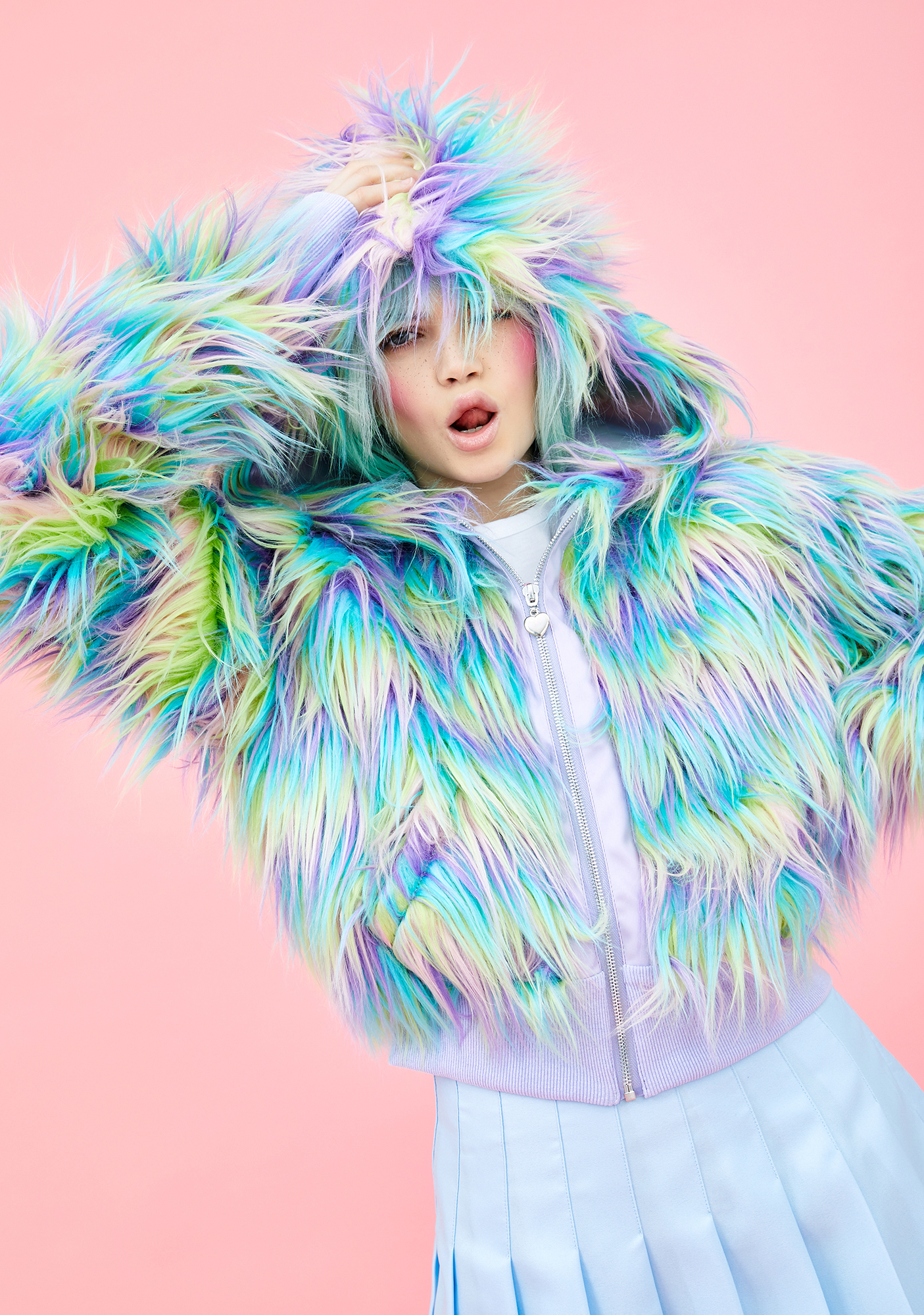 fluffy pastel jacket