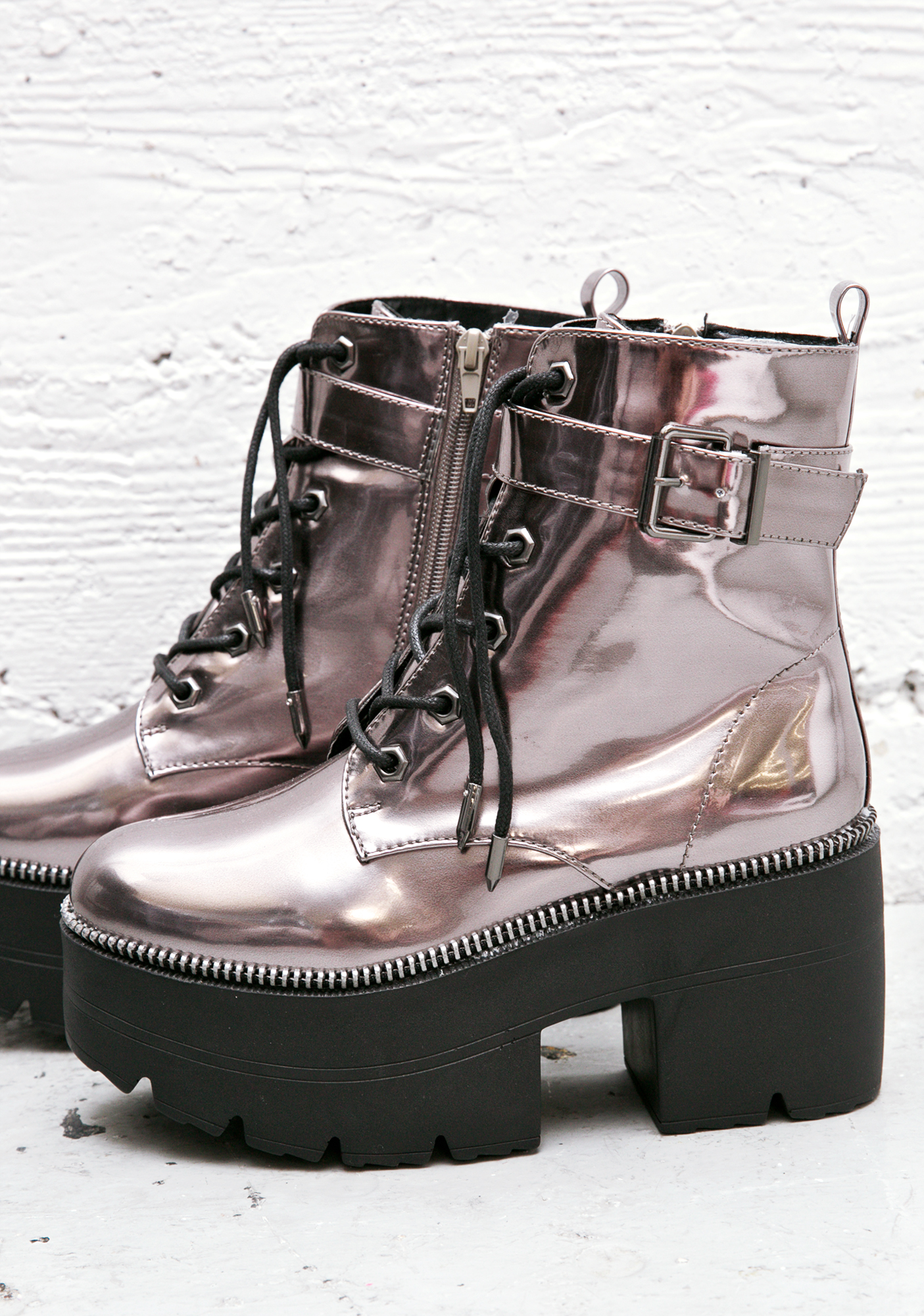 metallic platform boots
