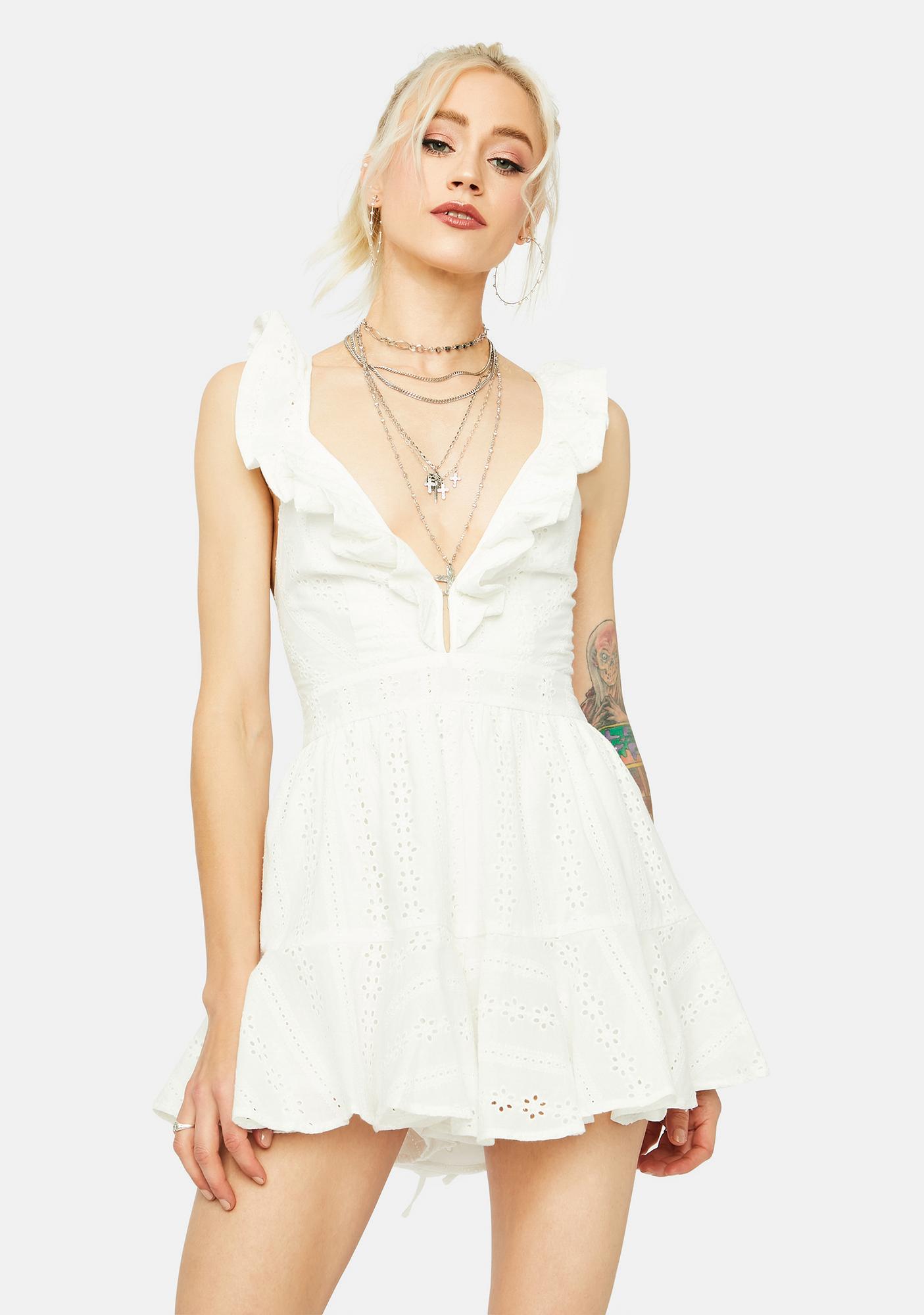 white eyelet romper dress