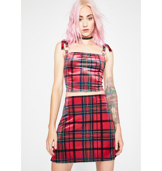 Current Mood Velvet Plaid Mini Skirt Dolls Kill