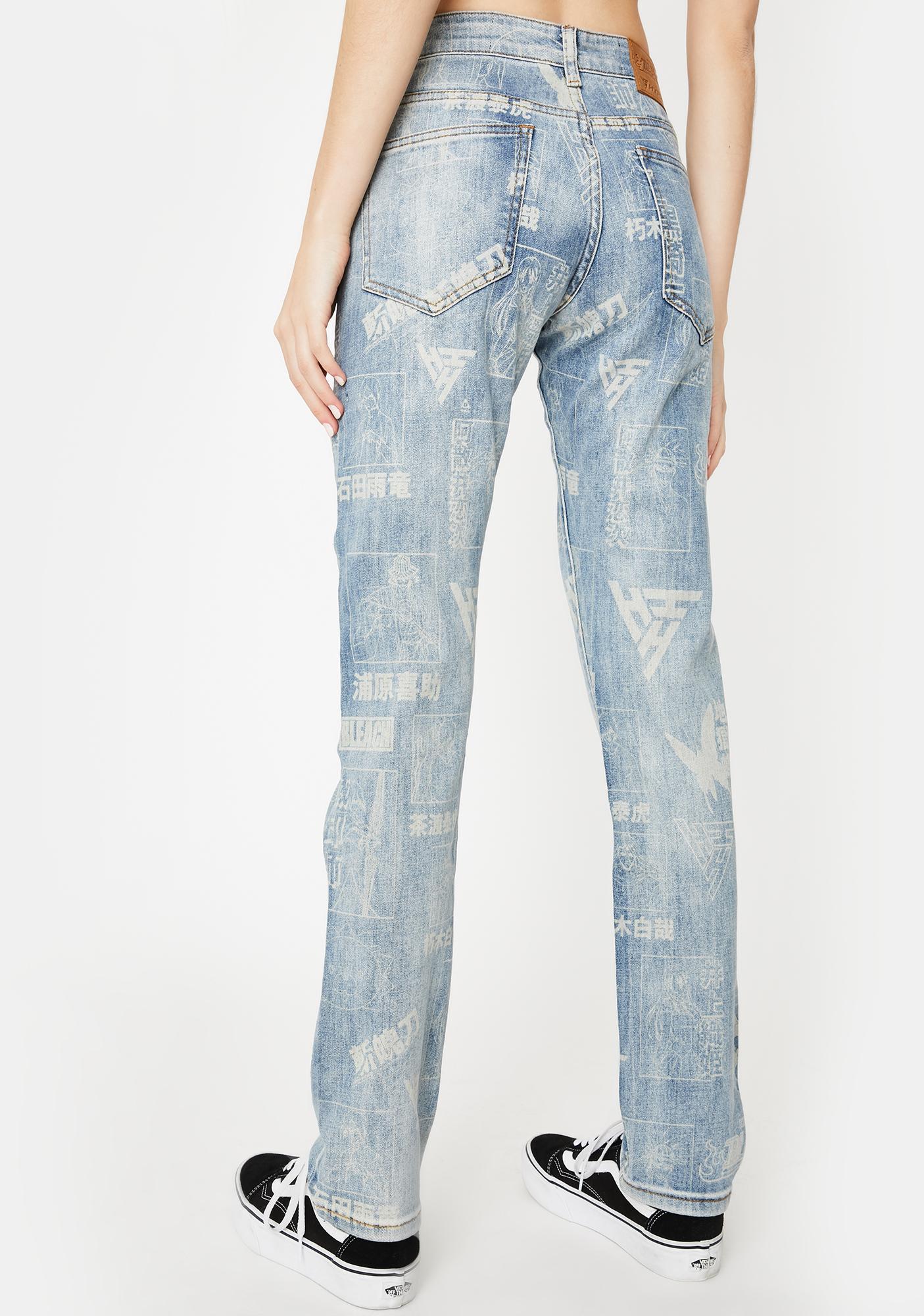 HYPLAND X Bleach Light Wash Denim Characters Jeans Dolls Kill