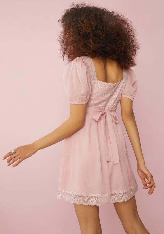 Sugar Thrillz Lace Babydoll Dress - Light Pink | Dolls Kill