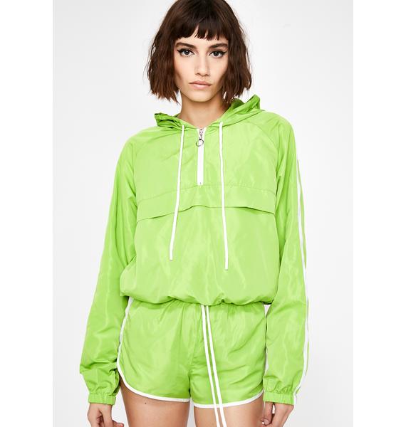 Hooded Neon Windbreaker Pullover | Dolls Kill
