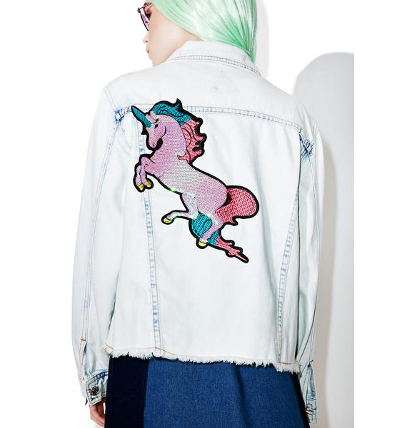 Unicorn Patch Denim Jacket Dolls Kill
