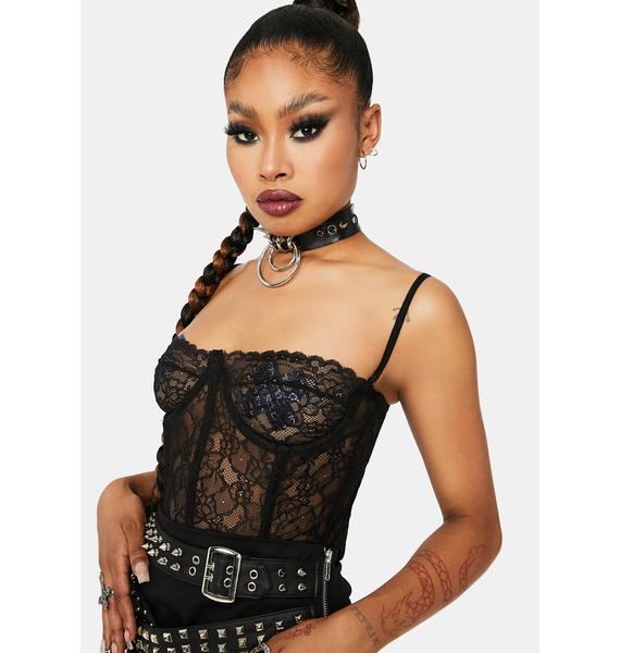 Kiki Riki Convertible Lace Bustier Crop Top Black Dolls Kill