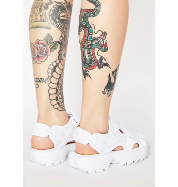 fila disruptor sandals white