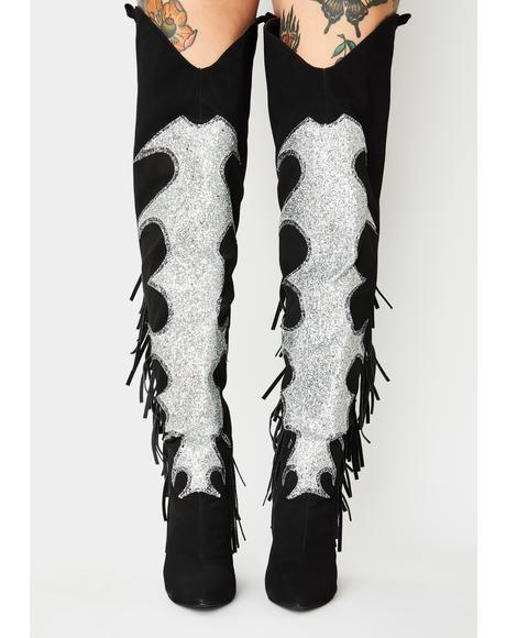 thigh high cowboy boots white