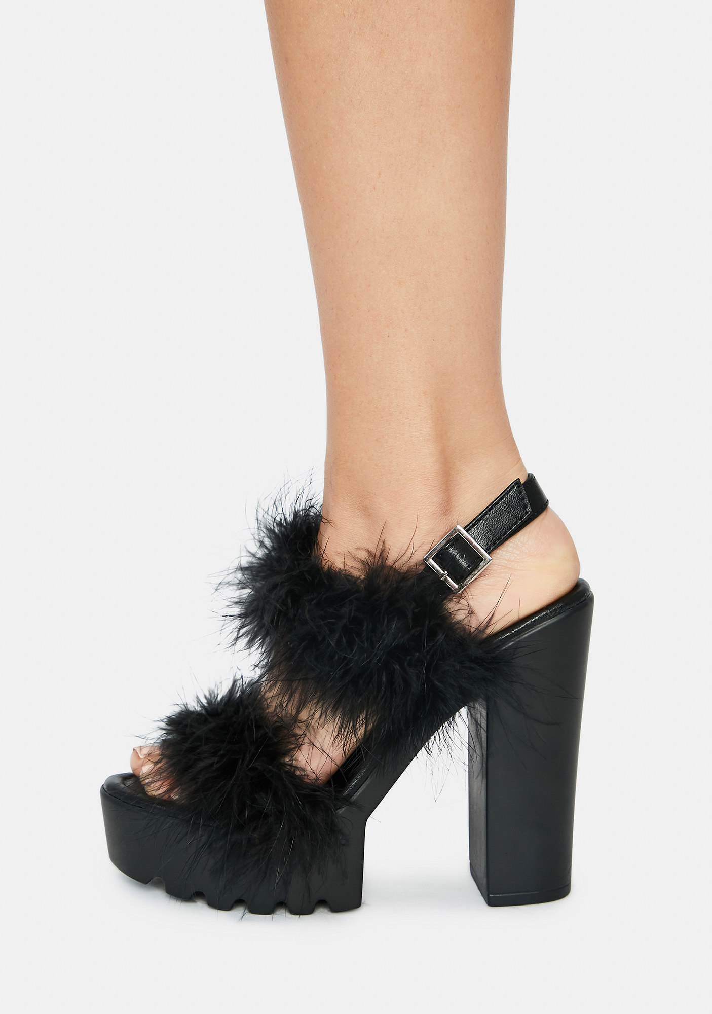 open toe fur heels