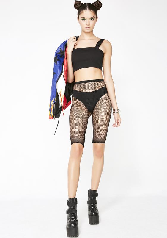 fishnet cycle shorts outfit
