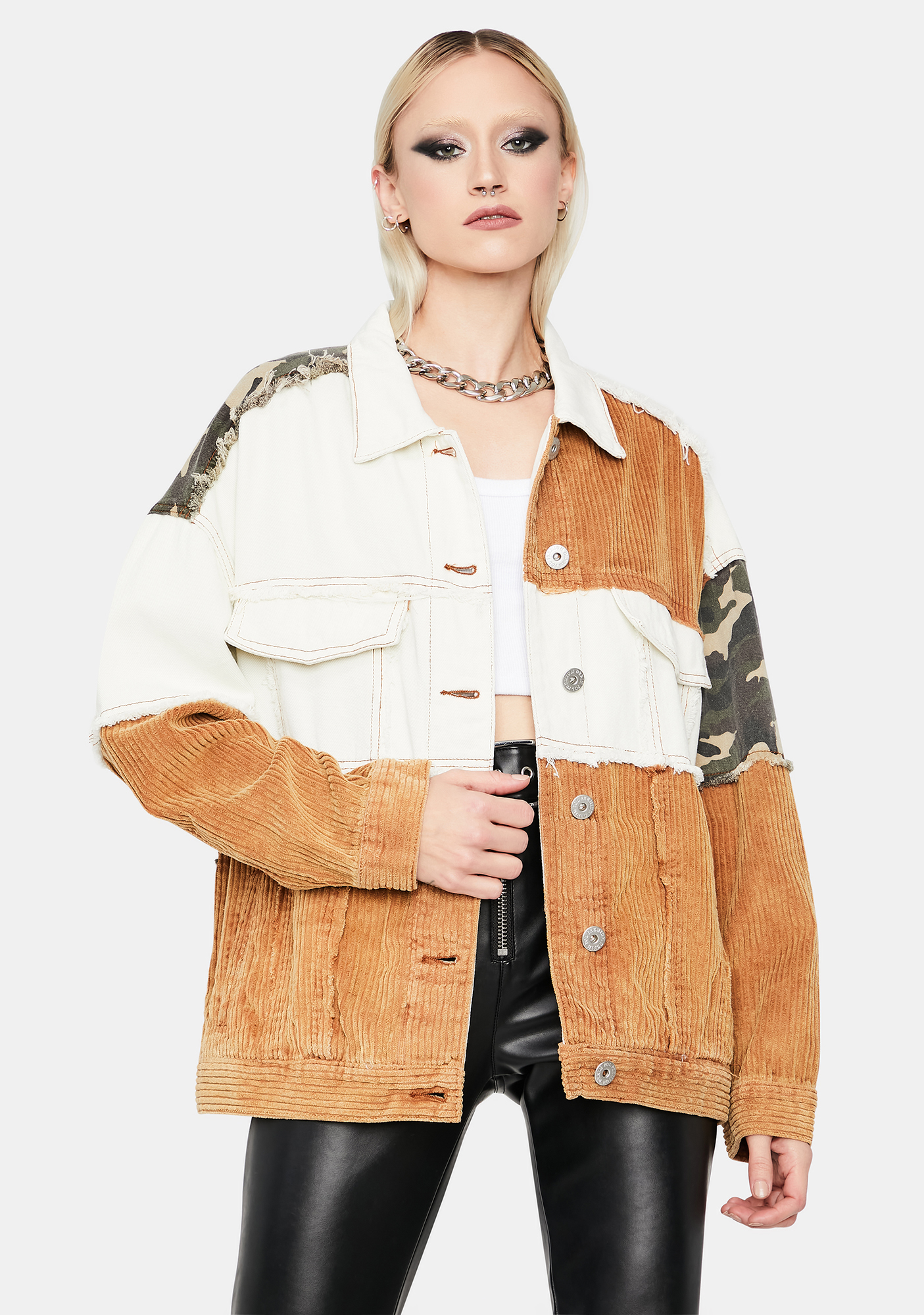 corduroy patchwork denim jacket