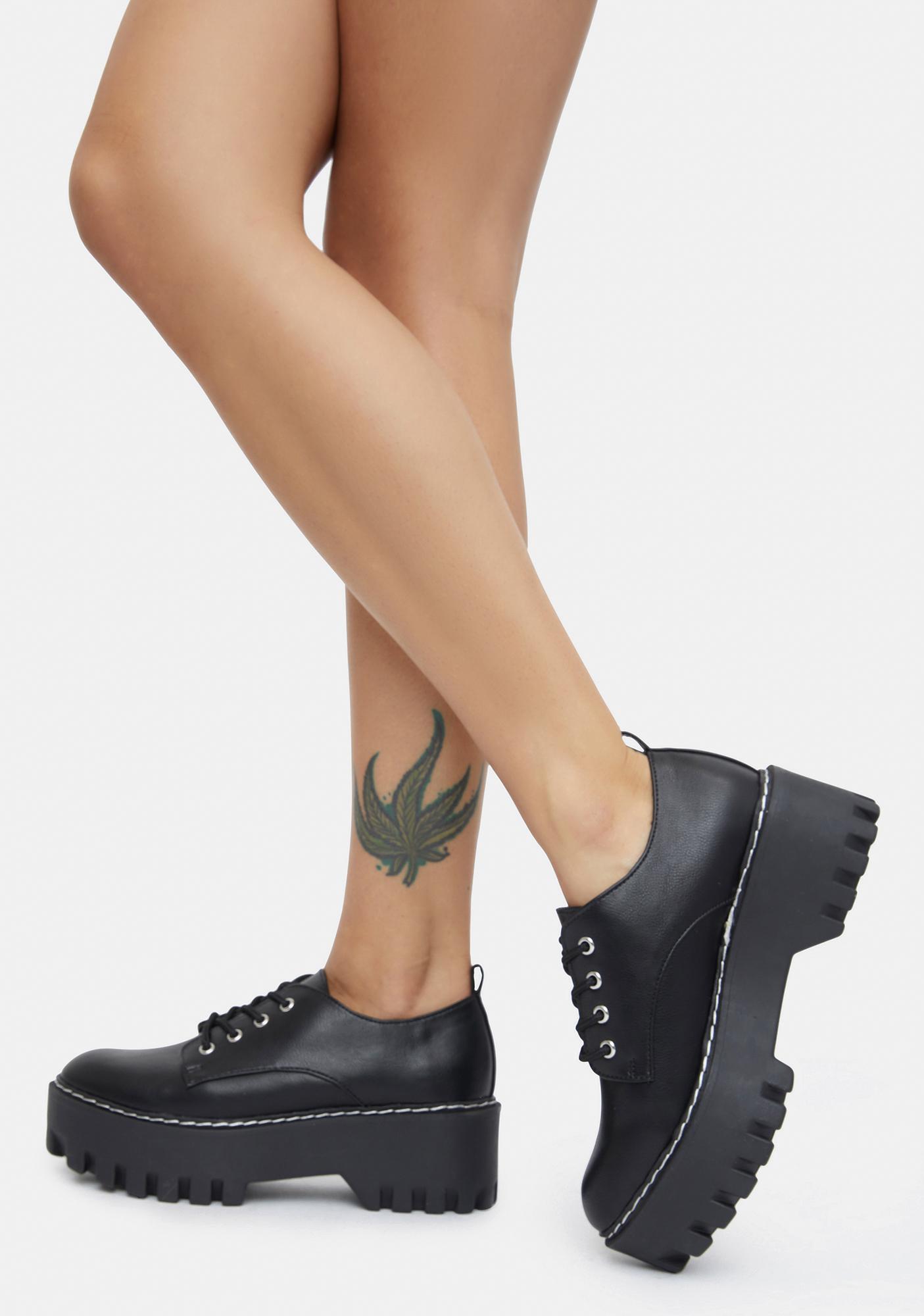 faux patent leather platform oxfords